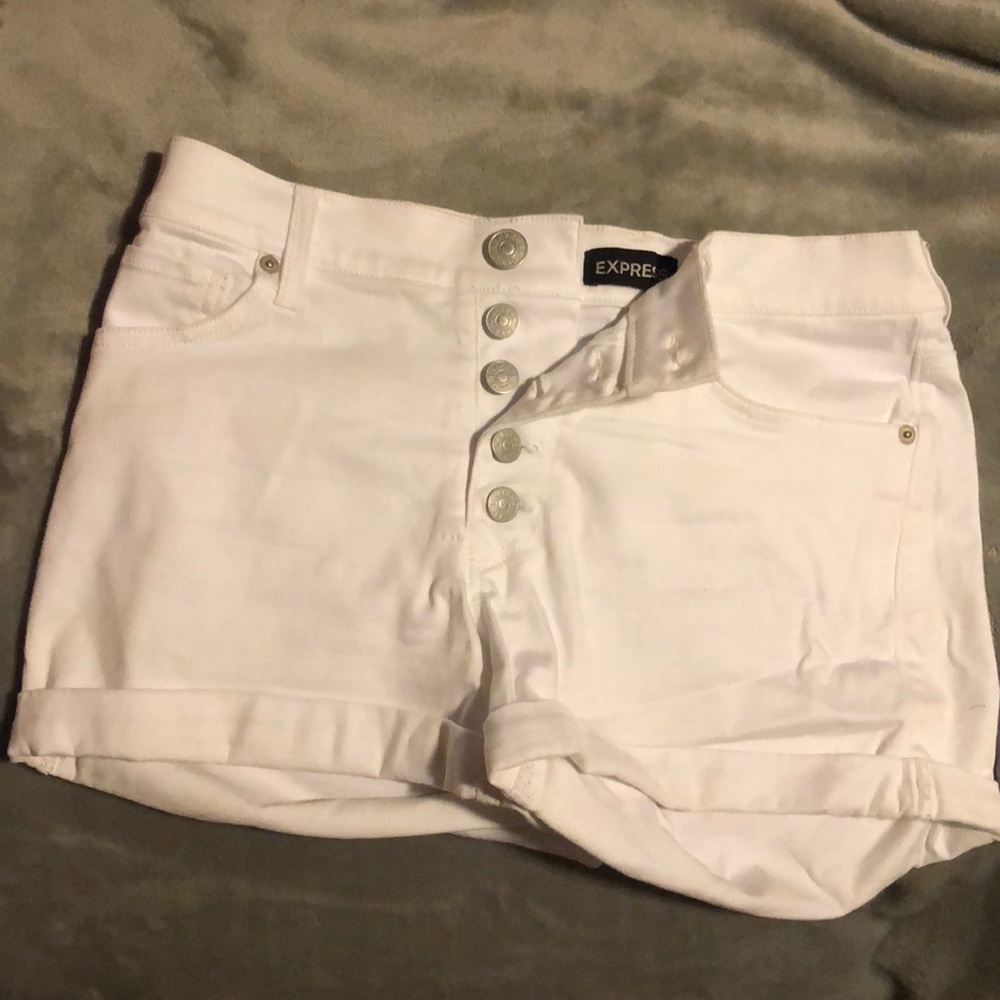 White Express High-Waisted Shorts